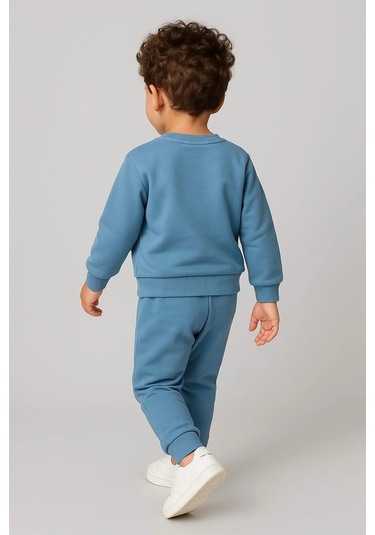 Çocuk Rahat Eşofman Takımı % 100 Pamuk Mavi