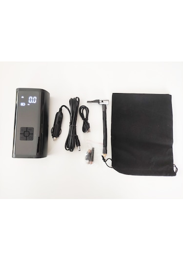 Carub BR249 13 30 12V 120Psi USB Typ-C 60 W Şarjlı Hava Kompresörü + 5 Aparat