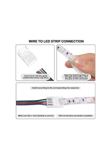 Xurunkeji Led Işık Şeridi Konnektörleri 20 Su Geçirmez Led Adaptör Konnektörü Lehimsiz Led Işık Şeridi Konnektörleri 4 Pin 10mm