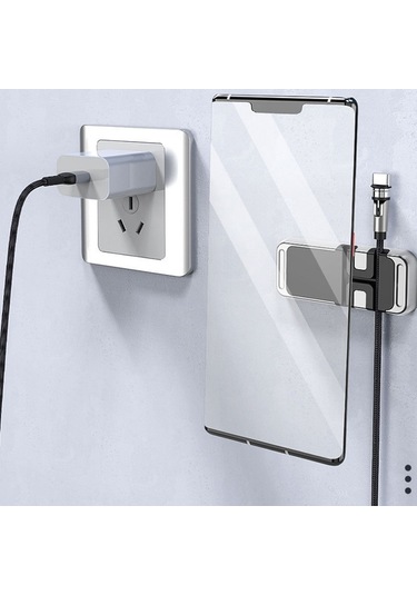 S15 Manyetik Alüminyum Alaşımlı Braket Veri Kablosu Depolama Sticker Araç Telefonu Tutucu Siyah