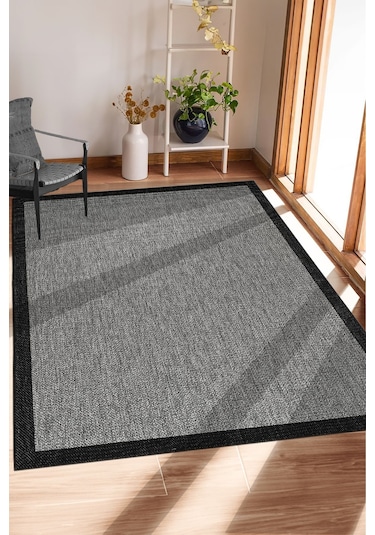 Sisal Bordürlü Jut Hasır Kaymaz Taban 1505 Siyah