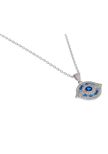 Kadın Mavi Taş Detay Göz Model Gümüş Kolye