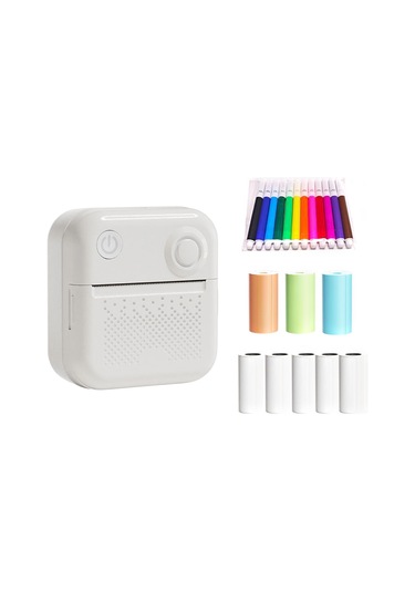 Yunboo D3 58mm Termal Yazıcı - Bluetooth, 200dpı, Aı Portre, 1200mah Pil - Beyaz + 15mm Etiket 5 + Renkli Kağıt 3 + Kalem 12