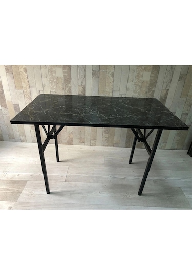 Bahçe Balkon Çayseti Masası Siyah Mermer Desenli 90x50cm Orta Sehpa, Yan Sehpa, Sehpa, Masa Siyah Mermer