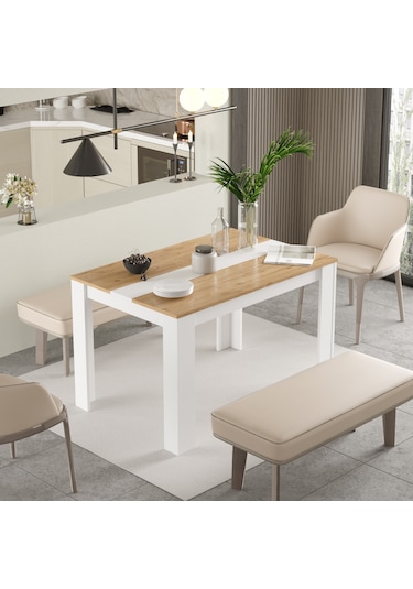 Robin Home Lena Yemek Masası 120x80 Sepet-beyaz