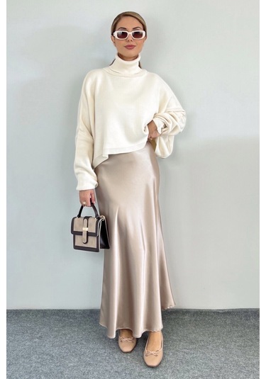 Luna Bel Lastikli Maksi Boy Gold Saten Etek Gold