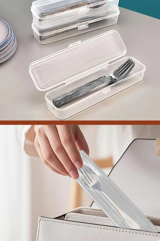 6 Lı Çatal Kaşık Bıçak Kutusu Seti, Sofra Takımı Saklama Kutusu Çeyizlik Çekmece Taşınır Organizer Şeffaf
