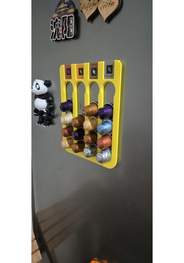 Kapsül Kahve Standı Buzdolabı Için Mıknatıslı 20 Kapsül Kapsül Tutucu Beyaz Renk Sarı