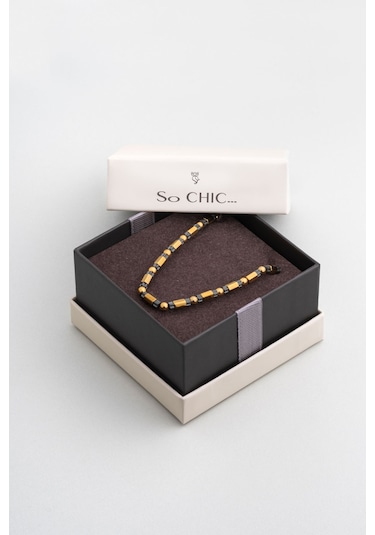 So Chic Hematit Taşlı Oksitli 65 Cm Gümüş Erkek Kolye Gri
