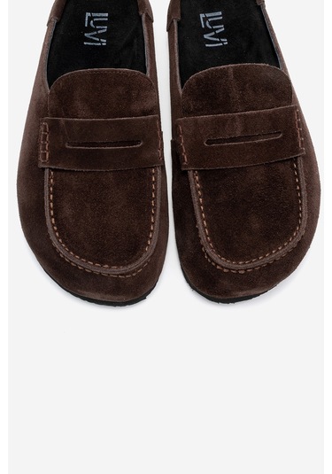 Prıva Kahverengi Süet Hakiki Deri Kadın Terlik Kahverengi