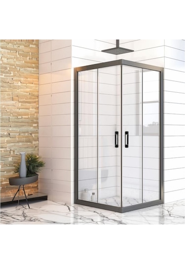 Durul Duşakabin Kare Siyah Profil Şeffaf 5Mm Siyah