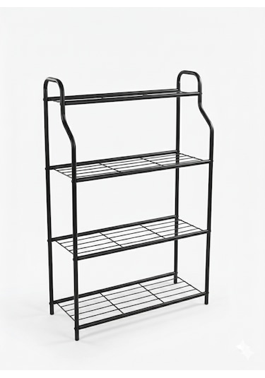 Modern Siyah 4 Katlı Metal Çiçeklik Standı: Çok Amaçlı Mutfak,kitaplık&dekoratif Lüks Stand Beyaz