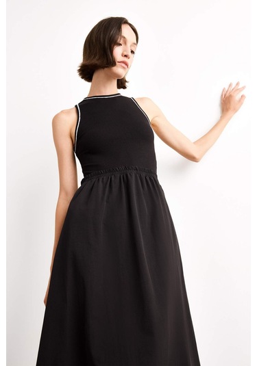Defacto A Kesim Pamuklu Kolsuz Midi Elbise G1358ax25smbk81 Siyah