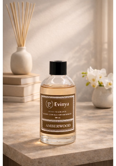 Amberwood 100 Ml Bambu Çubuklu Oda Kokusu Kalıcı Ortam Kokusu & Dekoratif Reed Diffuser Amber