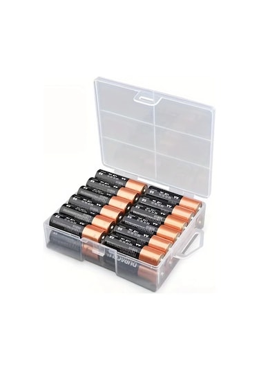 Awesomestore Aa/aaa Pil Depolama Kutusu - 24'lü Şeffaf Pil Saklama Kutusu