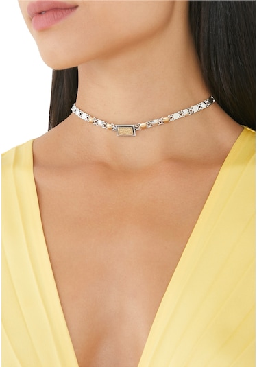 18 Ayar Altın Ve Gümüş Choker Kolye Çok Renkli