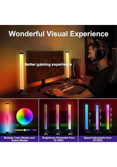 Xuweiwei Rgbıc Işık Barı 2 Adet 1 Takım Akıllı Led Işık Barı 8 Sahne Modu 16 Milyon Renk Usb Tv Arka Aydınlatma