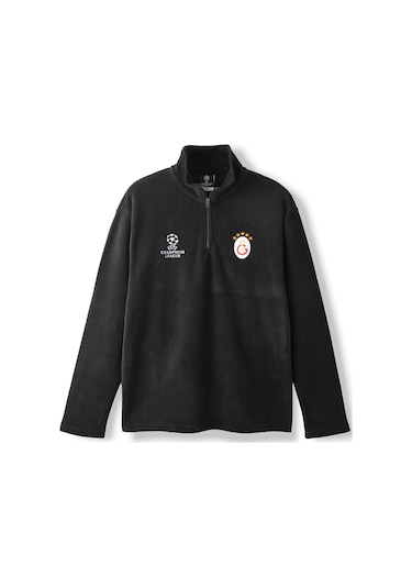 Galatasaray Ucl Erkek Yarım Zip Sweatshirt E252226 Siyah
