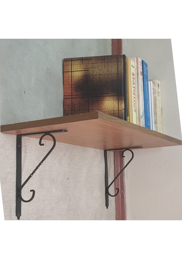 Ferforje Raf Altı, Orta, Siyah, Vidalar Dahil, 2 Adet Siyah