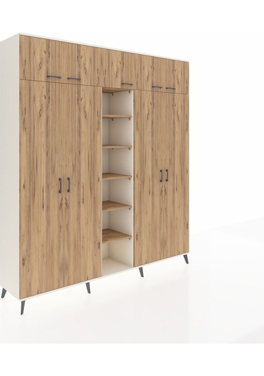 Hyperion Dolap 12 Raflı 9 Kapaklı 2 Askılı 220x44x243 Aytaşı-çam/çam Atlas Çam/atlas Çam