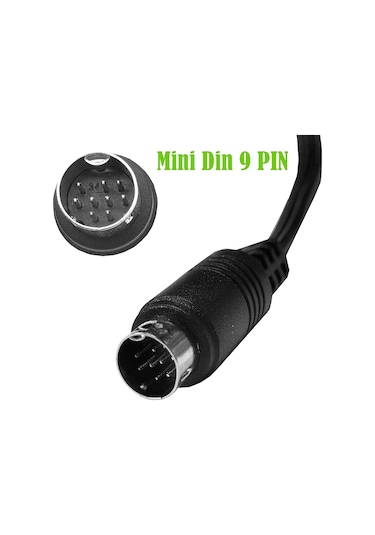 Sones Tek Kavisli Mini Dın 9 Pin Tv Ses Adaptör Kablosu, Uzunluk: 3m Siyah