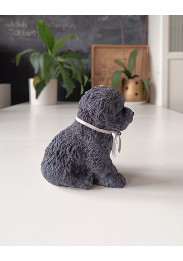Köpek Figürlü Mum Gri 12 Cm