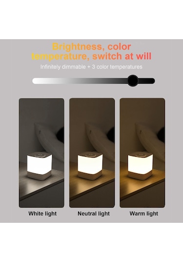 Yaozixia Şarj Edilebilir Dokunmatik Gece Lambası Yatak Odası Uyku Sıcak Işık Ortam Işığı Diğer