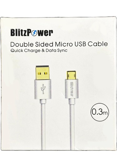 Blitzpower Micro Usb 2a 30cm Kısa Data/şarj Kablosu