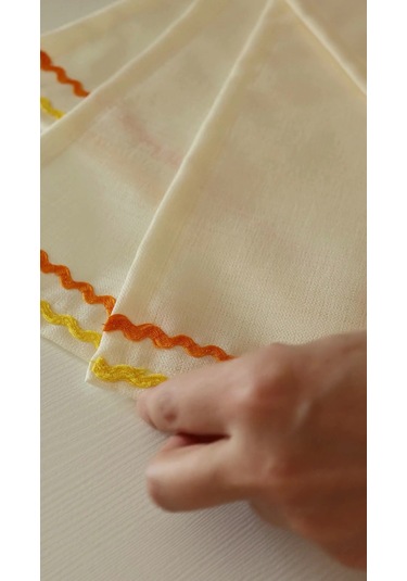 Yakacihome Ziggy 5 Parça 4 Parça Amerikan Servis & 1 Parça Runner Duck Keten Yıkanabilir Leke Tutmaz Set Krem