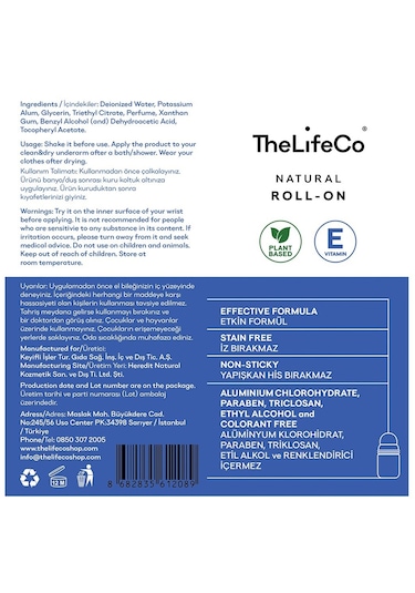The Lifeco White Cedar Erkek Roll-On Deodorant 60 ML