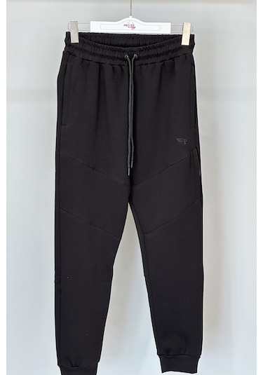 Paçası Lastikli 4 Cepli Şardonlu Erkek Eşofman Altı 7085 Siyah Siyah