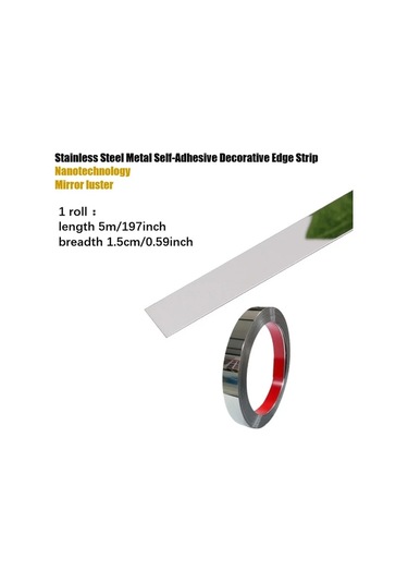 Gateesat Aynalı Çelik Yapışkan Metal Şerit 5m Titanyum Gümüş Tv Duvar Dekor