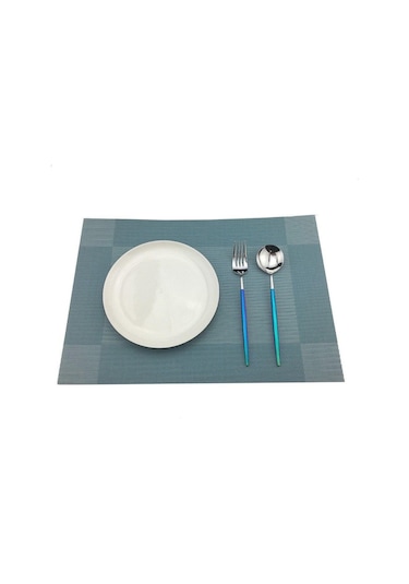 Mavi Mavi 6 Adet/grup Placemat Yemek Sofra Takımı Bej Pvc Masa Mat Placemats Pedleri Kase Coaster Mutfak Aksesuarları Mavi