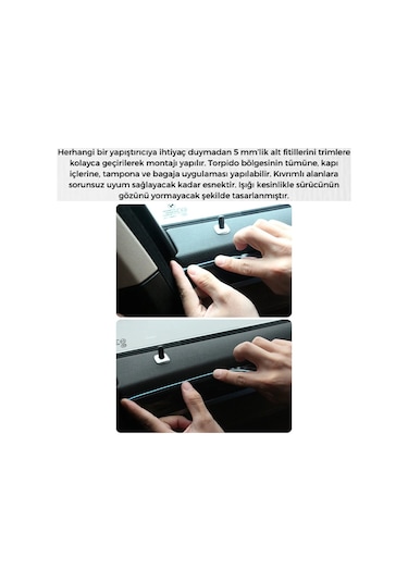 Neon Beyaz Torpido Ledi Araç İçi Renkli Neon Şerit İp 2 Metre