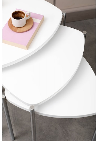 Arpelia Krom Jasmin Zigon Sehpa 3'lü