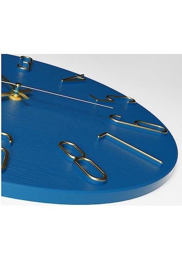 Mavi Altın Harfli Duvar Saati 30cm B Diğer