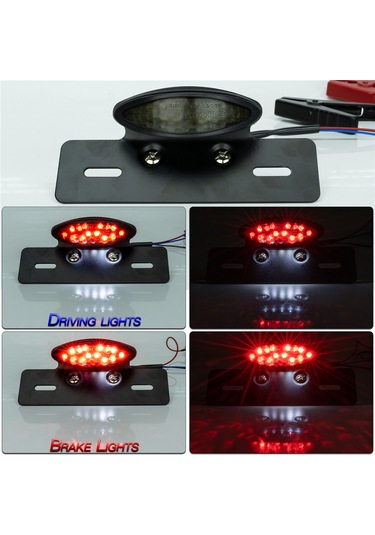 Youtek Motorsiklet Led Stop Lambası Toplamı - 12v 19 Ledli Ipx66 Su Geçirmez Kırmızı Beyaz Işık Siyah Metal Abs Kc664