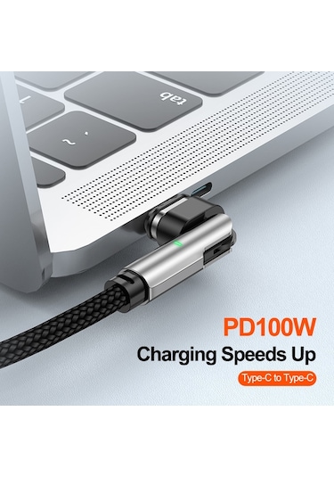 1m Usb-c - Type C / İp 2'si 1 Arada Pd 100w / 27w 180 Derece Dönüşlü Manyetik Şarj Kablosu