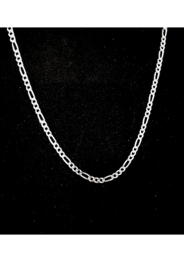 Omar Silver Erkek Figaro Gümüş Kolye Zincir 4,4 Mm
