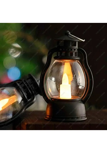 Xindoker Siyah Retro Led Feneri, Isımsı Beyaz Işık, Akülü, Askı Özelliği, Partiler/wedding Dekorasyonu, 95x43mm