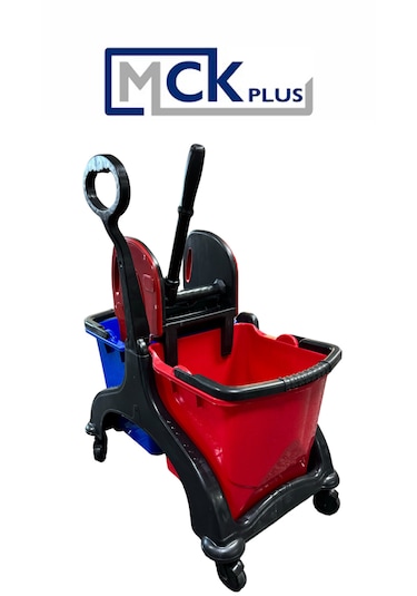 Çift Kovalı Plastik Temizlik Paspas Arabası Islak Mop Set 12 Li