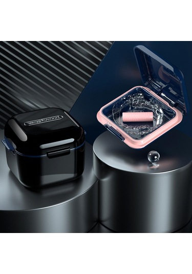 Dolıty Protez Çantası, Süzgeç Sepetli Banyo Siyah-9.7x8.8x7cm