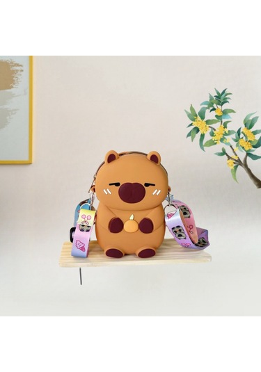 Snapbuy Silikon Mini Çocuk Çantası, Kuromi Tasarımlı, Çapraz Askılı Capybara Kahverengi