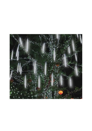 Güneş Enerjili Beyaz 8 Tüplü Bahçe-noel Ağacı-yılbaşı Dekor Süs Beyaz