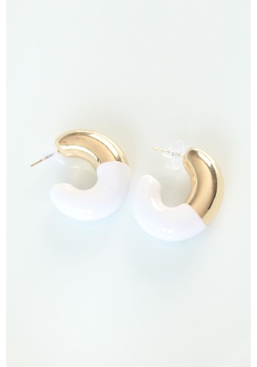 Ccb Beyaz Gold Çift Renk Küpe