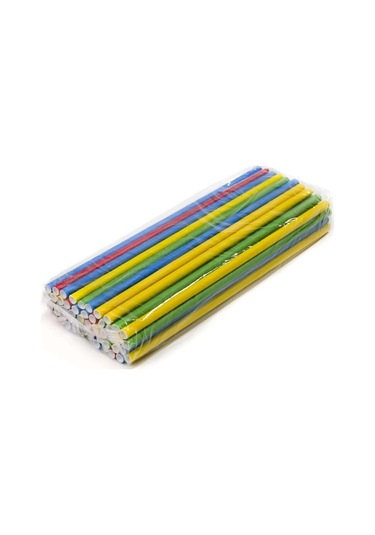 Kağıt Pipet Karışık Renkli Sargısız 6x195 Mm 50'li Kutulu 50 Adet 50