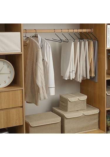 Bej Ev Depolama Ve Kurutma İçin Kaymaz Kaplamalı Pantolon Askısı Pantolon Askısı 5 Bej