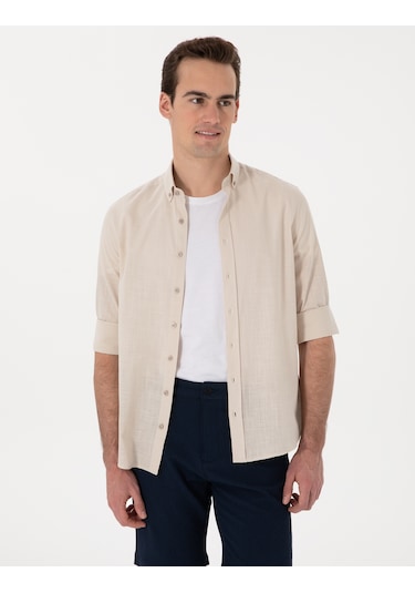Pierre Cardin Erkek Bej Gömlek Desenli 50307025-vr011 Bej