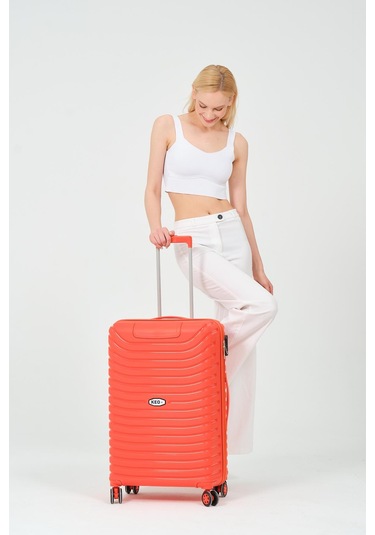 Keo-plus Turuncu Orta Boy Silikon Kırılmaz Pp Valiz Siyah