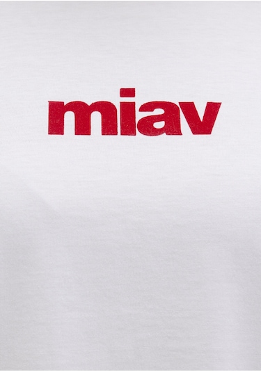 Mavi - Kırmızı Miav Baskılı Beyaz Tişört 1610622-86417 Beyaz